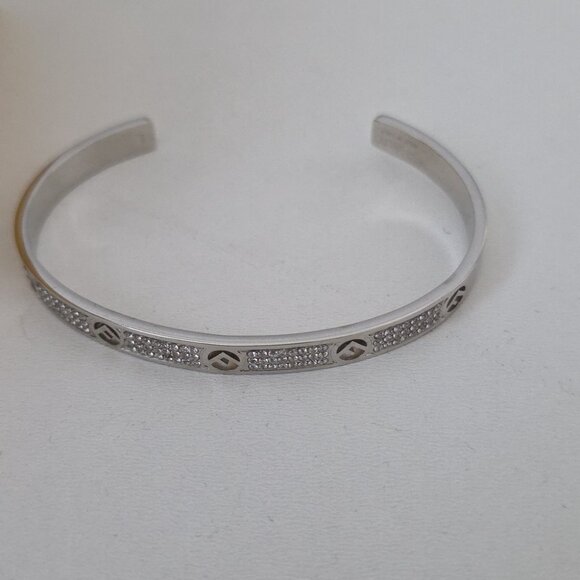 FENDI | F Is Fendi Bracelet silver Crystals Open Cuff - Picture 4 of 7